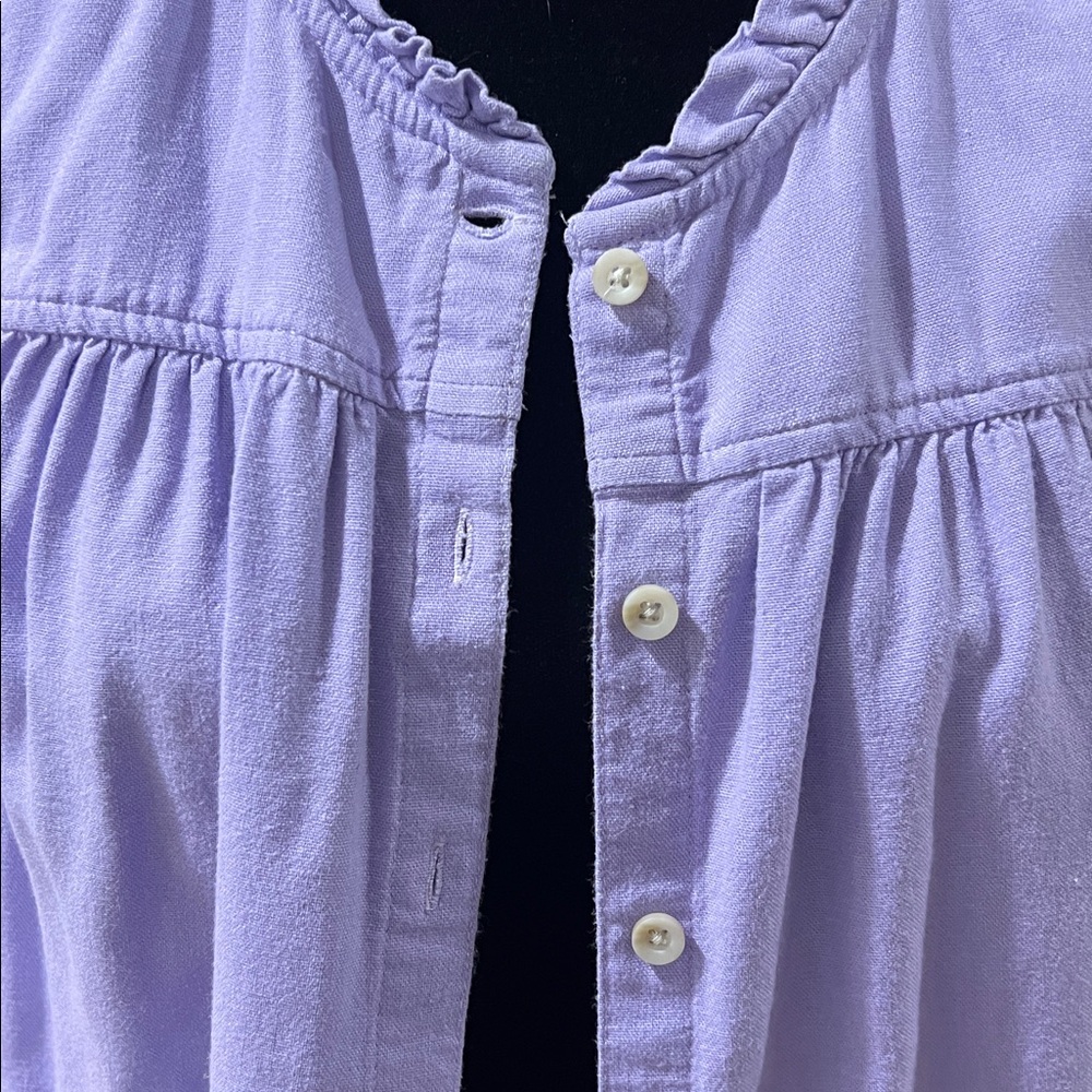 Sonoma Sleeveless Lavender Button-Front Ruffle Collar Top - Picture 2 of 7